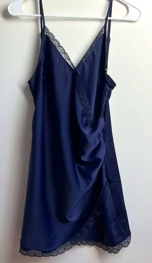 Urban Outfitters OU Large Margaux Satin Wrap Slip Dress thumbnail 1
