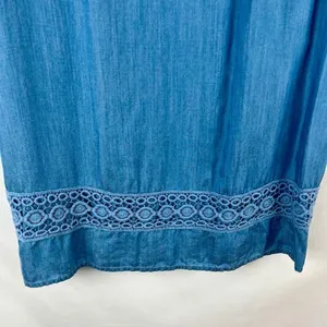Crown & Ivy Blue V-neck Bell 3/4 Sleeve Denim Dress XL thumbnail 3