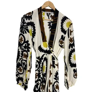 Zara White Floral Print Boho Blogger Favorite Resortwear Wrap Maxi Dress XS thumbnail 6
