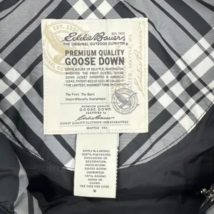 Eddie Bauer Womens‎ Goose Down Puffer Vest Black White Plaid Check Small thumbnail 4