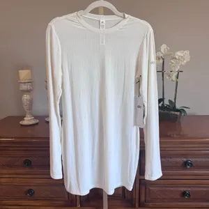 Alo Yoga NWT Ribbed Sea Coast Long Sleeve Dress Ivory Size M thumbnail 3