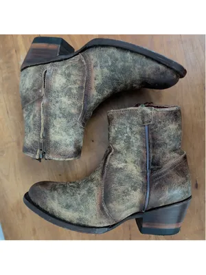 Ladies' Ferrini Mexican Made Zip Up Pre-Distressed Leather Ankle Boots 6 thumbnail 5