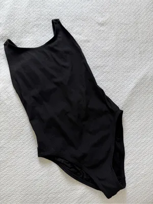 Andie The Montauk Ribbed One Piece Swimsuit Black Medium thumbnail 9