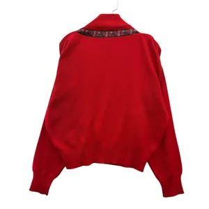 Vintage Meister Women's Red‎ Wool Blend Knit Sweater V-Neck Metal Clasps Retro M thumbnail 2