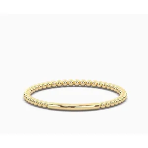Dainty 14k‎ Gold Plated S925 Bead Ball Ring Jewelry, Size 6 thumbnail 2