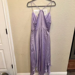 Lulus XL Lavender Purple Satin Maxi Bridesmaid Formal Black Tie Wedding Dress thumbnail 3