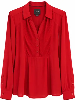Maeve Anthropologie De Stijl Popover Blouse 10 Red Excellent Chevron V-Neck thumbnail 4