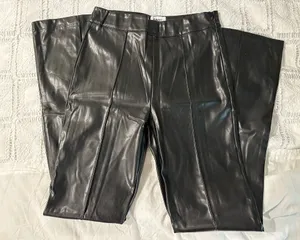 Princess Polly Braden Leather Pants Black Faux Flare thumbnail 4