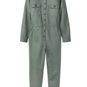 NWT Outerknown Utility Sea Button Front Long Sleeve Jumpsuit Green Medium thumbnail 6