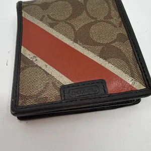 Coach Signature Stripe Brown Coated Canvas Wallet thumbnail 3