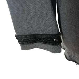 Free People Charcoal Gray Oversized Bell Crochet Notched V-Neck Top Medium‎ thumbnail 2