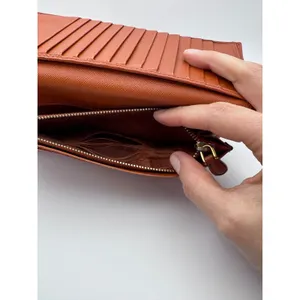 Prada Saffiano Leather Continental Flap Wallet - Orange thumbnail 3