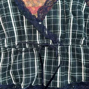 American Eagle Navy & Green Plaid Lace Cami Top thumbnail 2