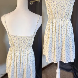 Abercrombie & Fitch Cream and Blue Floral Bustier Mini Dress Womens Small thumbnail 3