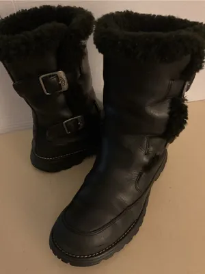 Ugg women black leather waterproof biker moto boots US 7 thumbnail 3