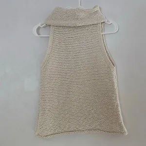 Pilcro Anthropologie Cream Chunky Knit Cowl Neck Sleeveless Top Small Boho thumbnail 3