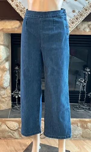 J Crew slim wide leg sailor jeans in stripes thumbnail 1