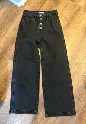 Levi’s Mile High Cropped Wide-Leg Jeans, Washed Black, Size 24 thumbnail 1