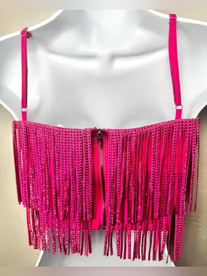 Nylon Apparel Pink Fringe Crop Top Size Medium thumbnail 7
