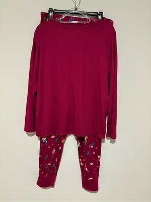 Joyspun nutcracker holiday Long Sleeve Jogger Pants Pajama Set Berry size large thumbnail 3