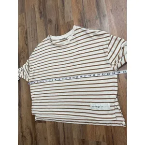 MNG Mango‎ Striped Oversized Long Sleeve Top Beige Brown Size L thumbnail 8