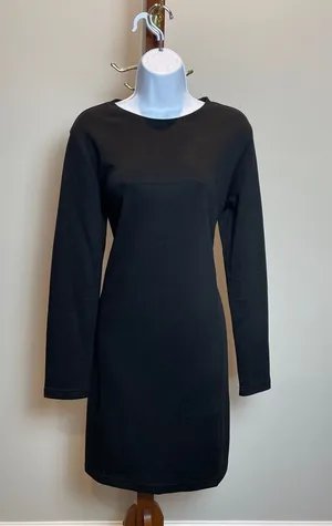 Sampeel Dress Size S Black Matte Jersey Shift Long Sleeve Wrinkle Free NWT thumbnail 1