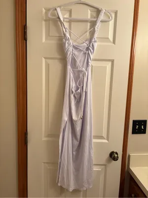 Selfie Leslie White Cowl-Neck Midi Dress with Crisscross Back thumbnail 3