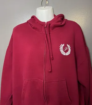 PINK Victoria's Secret Hoodie Womens Medium Red Full Zip Fleece Logo Sweatshirt thumbnail 1