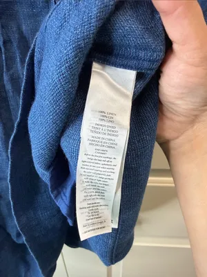 Faherty Isha Basketweave Dress XL Sleeveless Linen Indigo $168 thumbnail 4