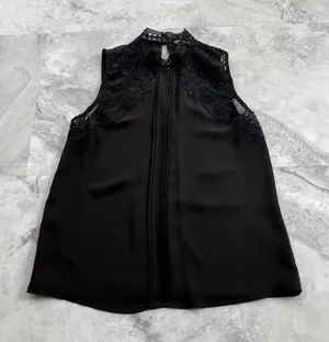 BB Dakota Black Chiffon Tank Top‎ Lace Sleeveless Size Xsmall XS thumbnail 1
