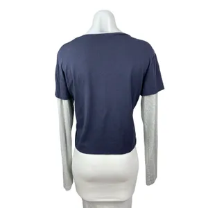 Edikted Women's Navy Blue Long Sleeve Basic Cropped T Shirt Tee Top Size XL thumbnail 5