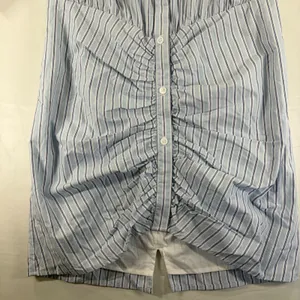 KBB Kahlana Barfield Brown Target Blue White Stripe Ruched Shirt Dress Small NEW thumbnail 7