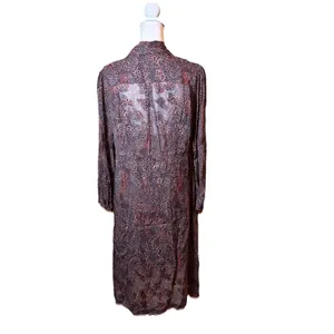 Soft Surroundings Sheer Animal Print Shirt Dress‎ PM Black Slip Button Front thumbnail 2