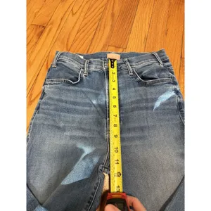 Mother The Hustler Ankle Fray Jeans in Healing Jar Blue Size 30 thumbnail 8
