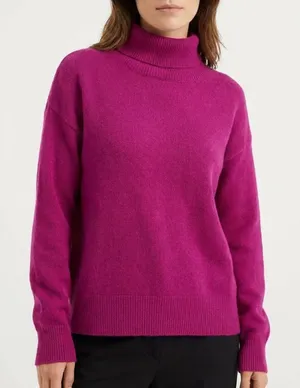 VICI Magenta Mock Neck Relaxed Knit Sweater L thumbnail 1