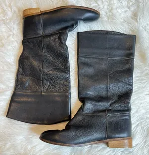 Vintage leather Tall Boots Woman’s Size 10 Black Textured thumbnail 1