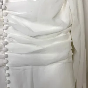 NEW Lulus Lux Bridal Adorna White Off-the-Shoulder Semi-Sheer Chiffon Maxi Dress thumbnail 13