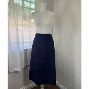 Vintage ‘90s Navy Blue Wool Blend Midi Skirt thumbnail 2