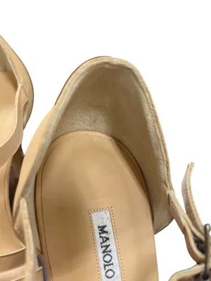 Manolo Blahnik womens italian handmade beige leather 4" heels sz 10/40 SKU 10740 thumbnail 9