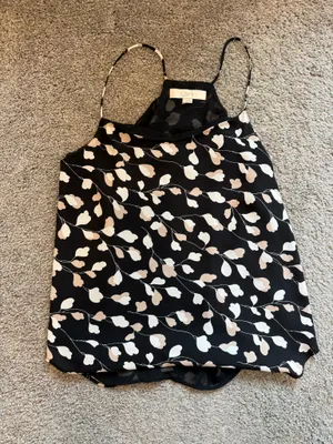 LOFT Black Floral Cowl Neck Camisole thumbnail 2