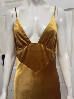 Bardot Capri Marigold Velvet Slip Dress Spaghetti Straps Women's Dress Sz S A3 thumbnail 3