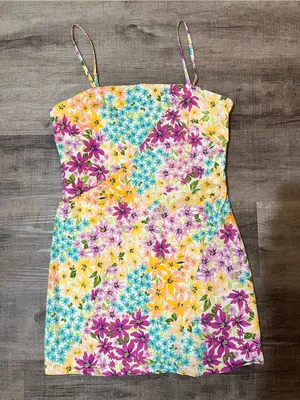 AVEC LES FILLES Anthropologie multicolored patchwork floral mini dress thumbnail 2