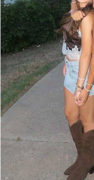 Blue lace brown country concert top thumbnail 2