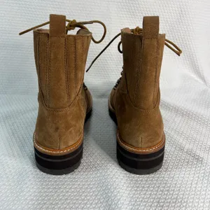 Marc‎ Fisher LTD Izzie Tan Suede Shearling Lace Up Combat Lug Sole Boots 9.5M thumbnail 3