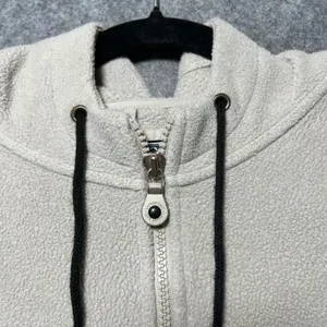 Vintage Lands End Womens Petite Fleece Zip Up Hoodie Jacket Beige Size‎ S thumbnail 4
