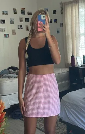 Pink And White Checkered Mini Skirt thumbnail 1
