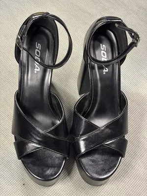 Soda Black Platform Ankle-Strap Sandals thumbnail 1