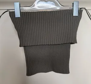 Zara Ribbed Knit Top in Olive Green thumbnail 1
