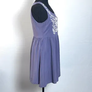 YA Los Angeles Dress Womens Large Embroidered Fit & Flare Purple Boho Cottage thumbnail 4