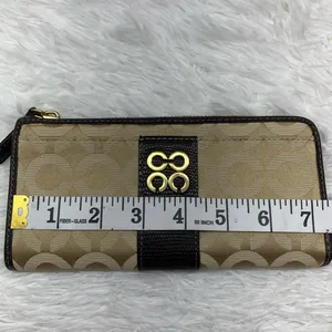 COACH Julia Khaki Brown Op Art Slim Zip Wallet thumbnail 11